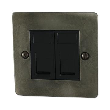 Flat Slate Effect RJ45 Socket (2 Gang/Black Insert)